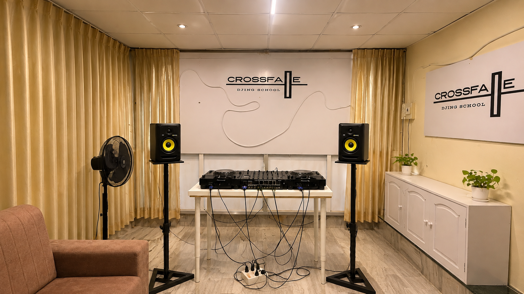 Crossfade DJing School studio — The setup